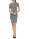 Calvin Klein Petites Womens Patterned Exposed Zipper Sheath Dress In Black