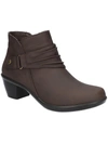 Easy Street Damita Womens Faux Leather Ruched Ankle Boots In Brown Matte