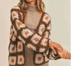 SAGE THE LABEL WOOPSIE DAISY CARDIGAN IN BROWN
