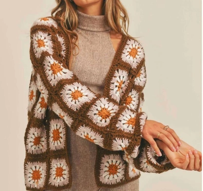 Sage The Label Woopsie Daisy Cardigan In Brown