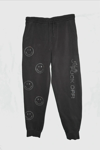 Apl Athletic Propulsion Labs Kindly F Off Rhinestone Sweatpants In Grey