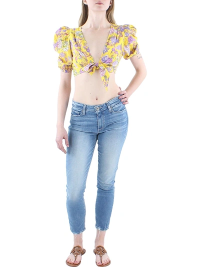 Hemant & Nandita Womens Cotton Floral Cropped In Yellow
