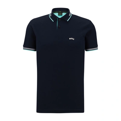 Hugo Boss Slim-fit Polo Shirt In Stretch Piqu In Dark Blue