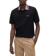 HUGO BOSS MENS PROUT 36 COTTON SHORT SLEEVE OMBRE COLLAR POLO IN BLACK