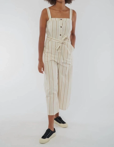 People Tree Rena Striped Jumpsuit In Beige Striped In Multi