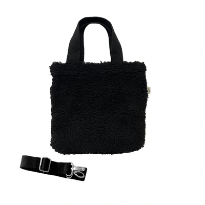 Quilted Koala Midi Town Crossbody Bag In Black Sherpa In Multi