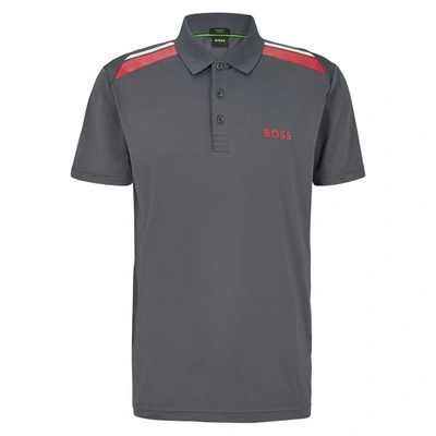 Hugo Boss Men's Paddy Tech Polyester Stretch Polo In Gray In Grey