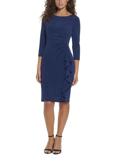 Jessica Howard Womens Gathered Knee Length Cocktail And Party Dress In Blue