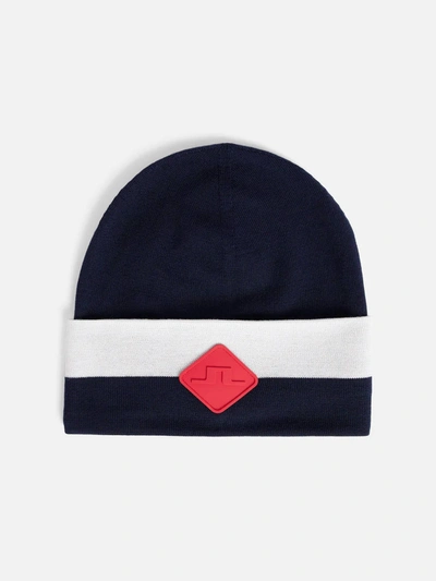 J. Lindeberg Merino Stripe Hat In Jl Navy In Multi