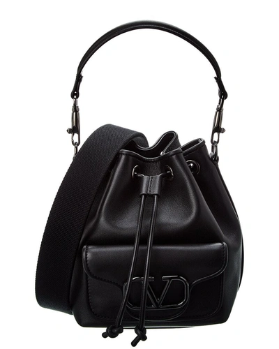 VALENTINO GARAVANI VLOGO LEATHER BUCKET BAG