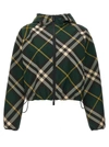 BURBERRY CHECK CROP JACKET CASUAL JACKETS, PARKA GREEN