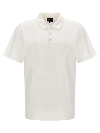 Giorgio Armani Logo Embroidery  Shirt Polo White