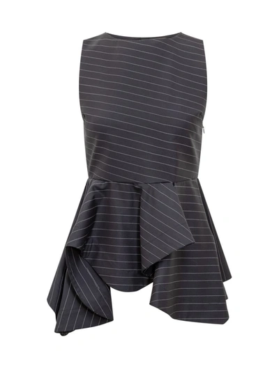 Jw Anderson Pinstripe Sleeveless Peplum Top In Blue