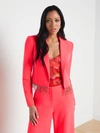 L Agence Jen Womens Crystal Fringe Cropped Open-front Blazer In Neon Coral