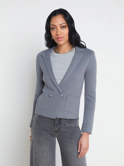 L Agence Sofia Knit Blazer In Shadow Grey