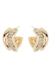 TASHA TASHA DOUBLE ROW CZ HUGGIE HOOP EARRINGS