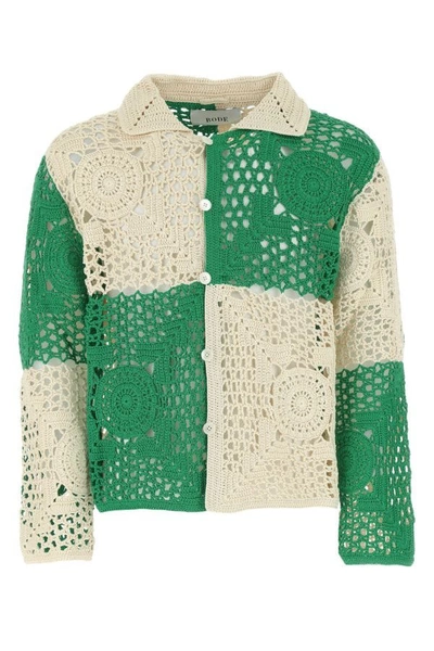 Bode Colour-block Crochet-knit Cotton Shirt In Multi-colored
