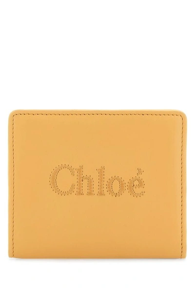 Chloé Chloe Woman Peach Leather Wallet In Pink