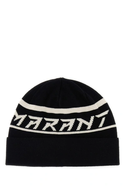 ISABEL MARANT ISABEL MARANT MAN BLACK COTTON BLEND CLIFF BEANIE HAT