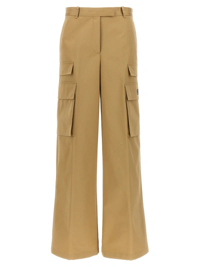 Versace Cotton Gabardine Cargo Pants Pockets In Beige