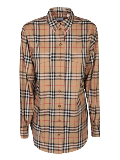 Burberry Vintage Check Oversized Shirt In Beige