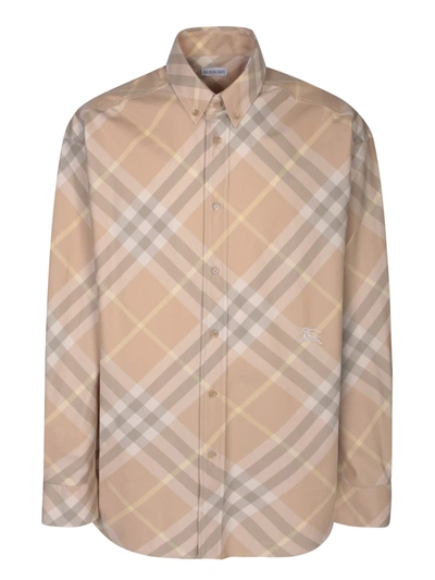 Burberry Check Shirt In Beige