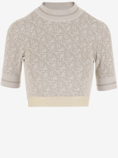 Palm Angels Monogram-jacquard T-shirt In Multi-colored