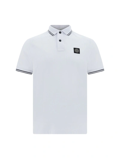 Stone Island Logo-patch Polo Shirt In Bianco