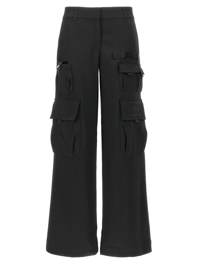 OFF-WHITE OFF-WHITE SATIN TOYBOX CARGO PANTS