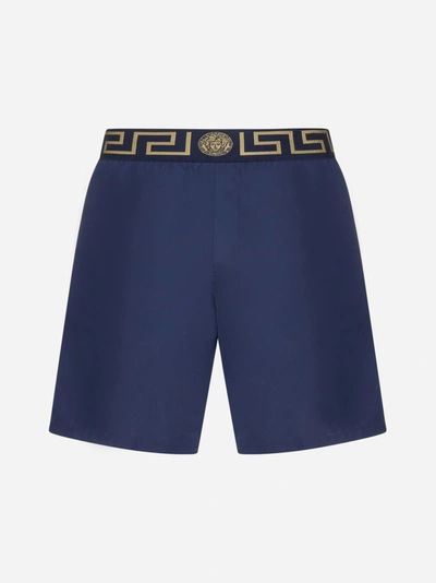 Versace Swim Shorts In Blu E Oro