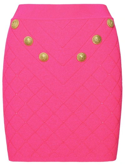 BALMAIN BALMAIN FUCHSIA VISCOSE BLEND MINISKIRT