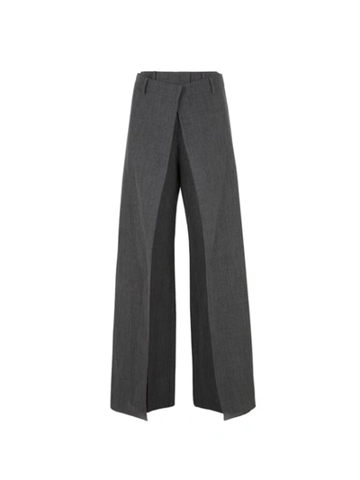 Fendi Fleece Wool Trousers In Grey Melange