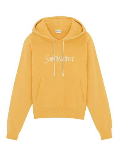 Saint Laurent Felpa Con Cappuccio  Oversize In Yellow