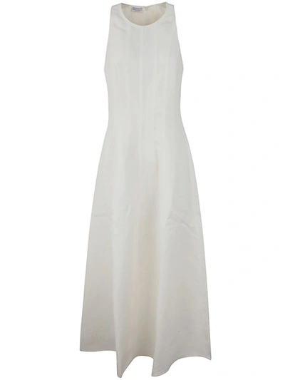 Brunello Cucinelli Midi Dress In Natural