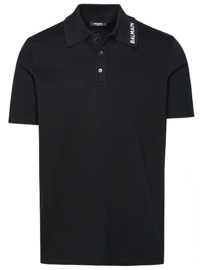 Balmain Logo Embroidered Short-sleeved Polo Shirt In Nero E Bianco