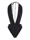 Saint Laurent Nylon Blend One Piece Swimsuit In Noir