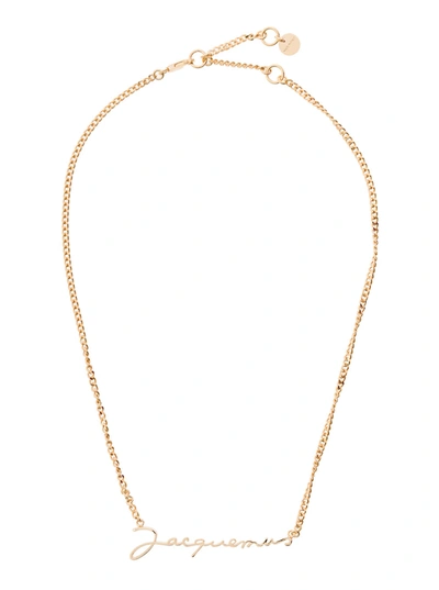 Jacquemus Gold-tone Le Chaine Necklace With Logo Plaque In Brass Woman In Oro