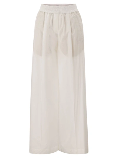 Brunello Cucinelli Women's Relaxed Light Cotton Trousers In Beige