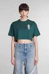 AMIRI AMIRI T-SHIRT IN GREEN COTTON