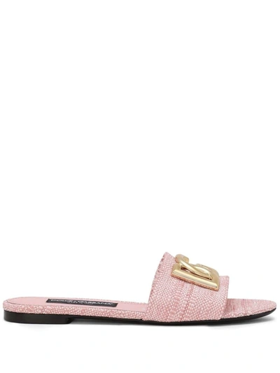 Dolce & Gabbana Pink Fabric Slippers