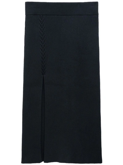Filippa K Cable Knit Asymmetrical Skirt In Negro