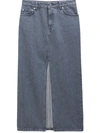 Filippa K Long Slit Denim Skirt In Grey