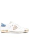 Philippe Model Paris Logo-patch Sneakers In Bianco E Celeste