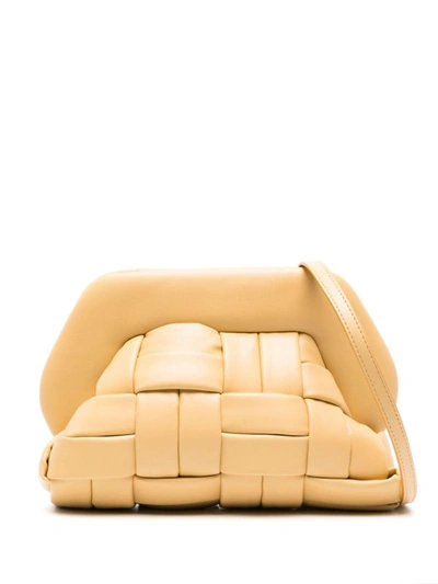 Themoirè Tia Weaved Vegan Leather Clutch Bag In Yellow