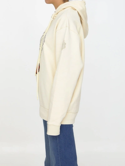 Moncler Embroidered Cotton Hoodie In Beige