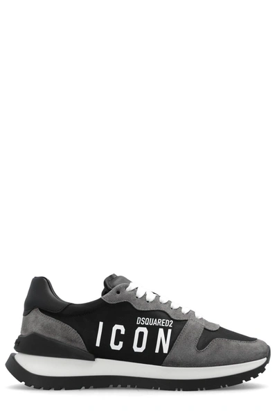 Dsquared2 Icon Printed Low-top Sneakers In Black