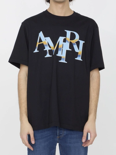 Amiri Staggered Chrome T-shirt In Black