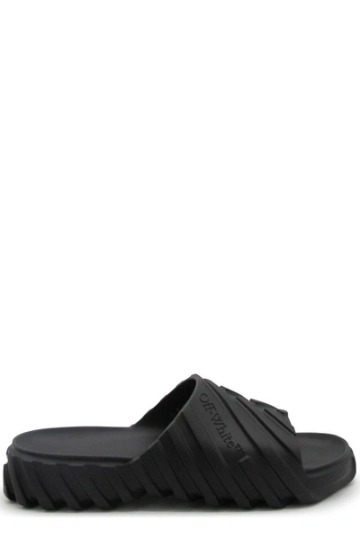 Off-white Open Toe Slip-on Sandals In Black Black