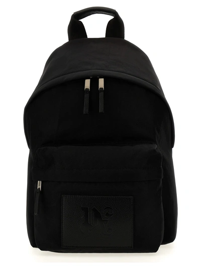 Palm Angels Monogram Backpack In Black Grey