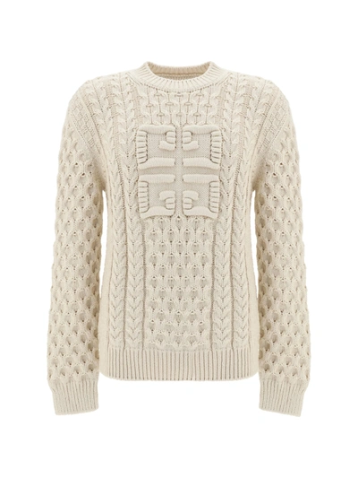Givenchy Man Sand Cotton Blend Sweater In Beige